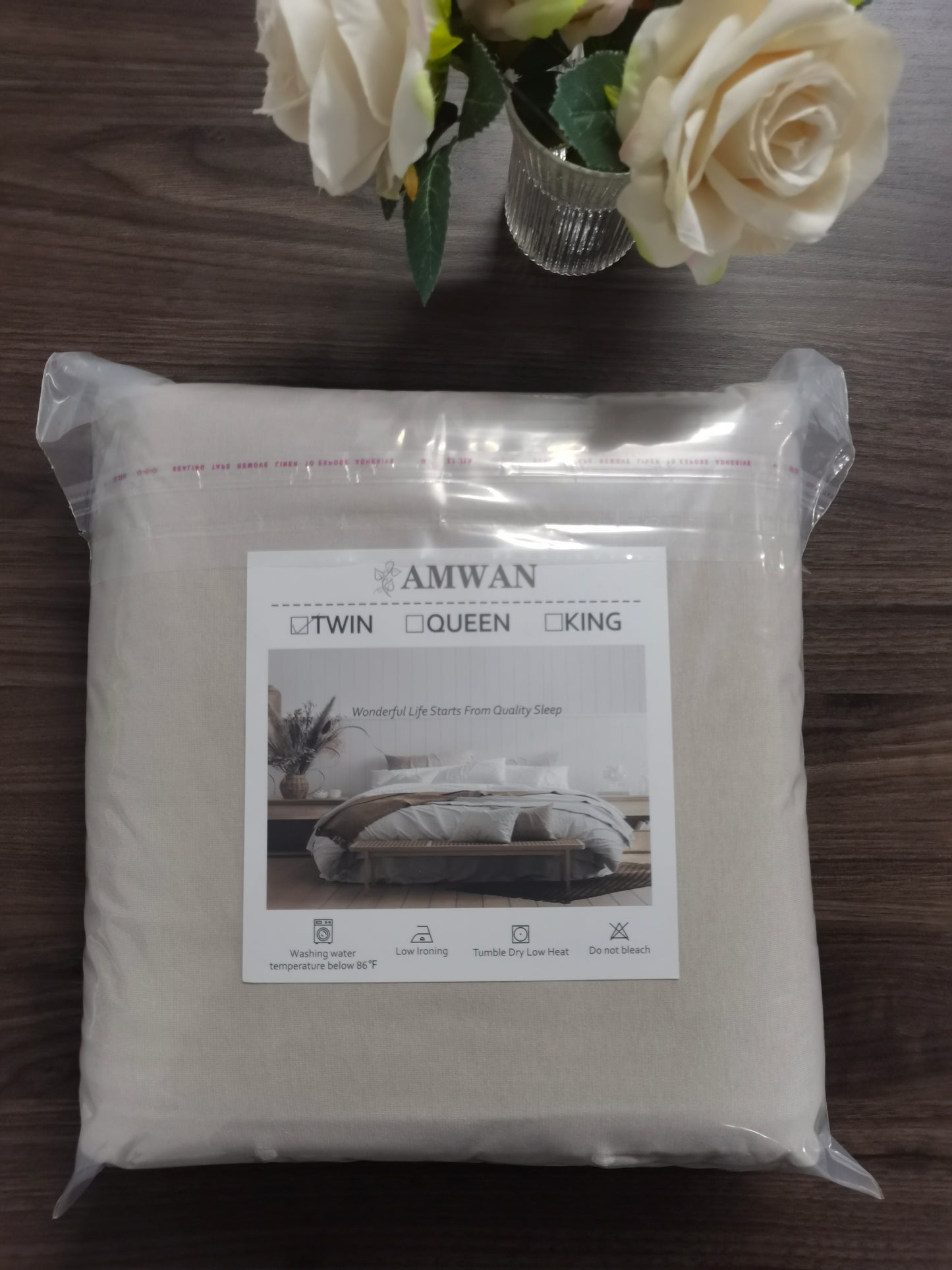 AMWAN Modern Solid Duvet Cover Set Queen Super Soft Knit Cotton Bedding Set Solid Apricot Color Comforter Cover 1 Duvet Cover 2 Pillowcases Hotel Quality