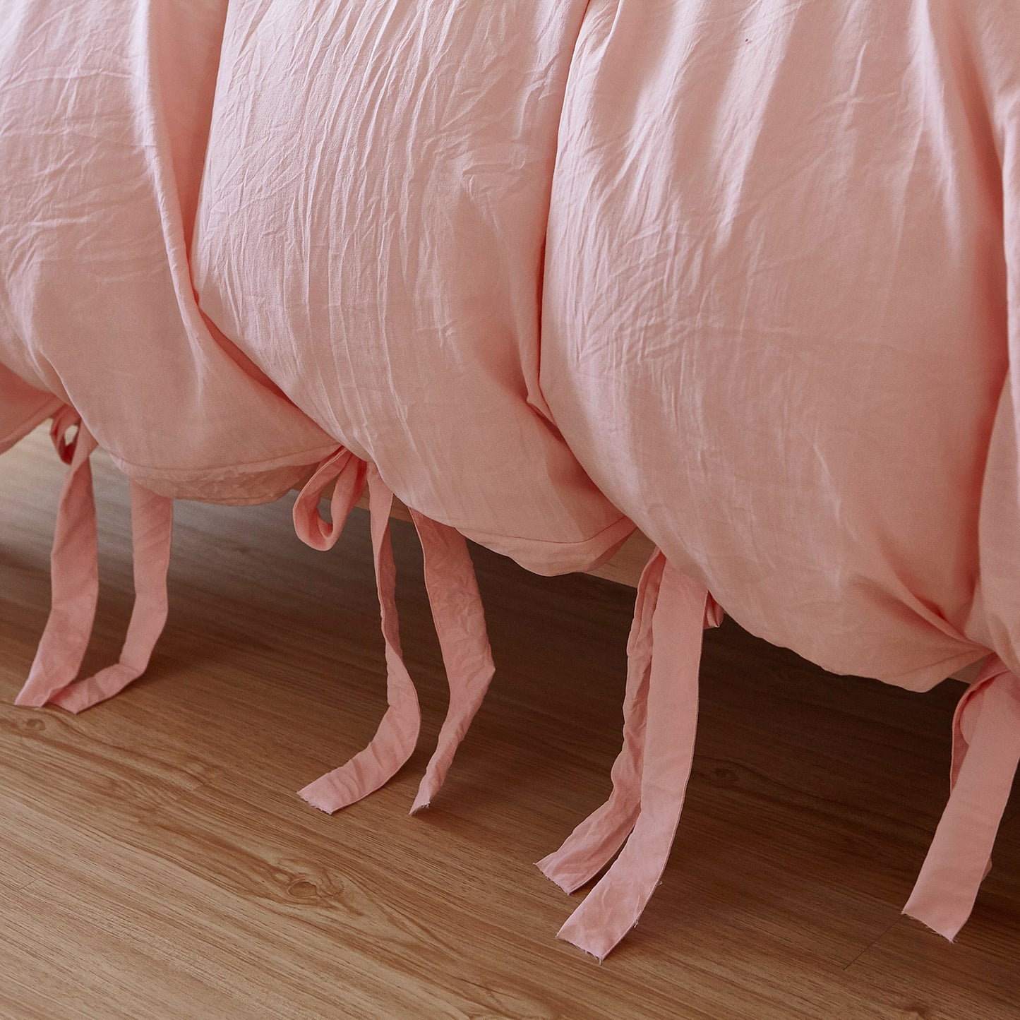 AOJIM Soft Microfiber Duvet Cover Set, Chic Bow-knots Bedding Set, 3 Pieces, Pink