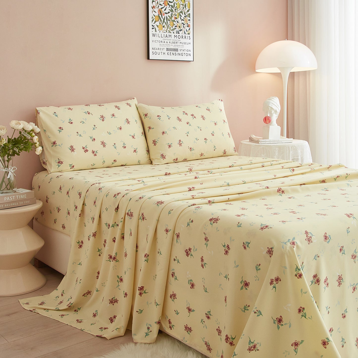 AMWAN Luxury Soft Queen Sheets Set - Vintage Floral Sheets Pink Cooling Bed Sheets Queen - 4 Piece Sheet Set - 16" Extra Deep Pocket Sheets,Breathable & Soft Sheets (Queen,Boho Floral)