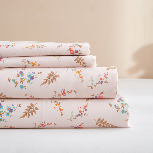 AMWAN Luxury Soft Queen Sheets Set - Vintage Floral Sheets Pink Cooling Bed Sheets Queen - 4 Piece Sheet Set - 16" Extra Deep Pocket Sheets,Breathable & Soft Sheets (Queen,Boho Floral)