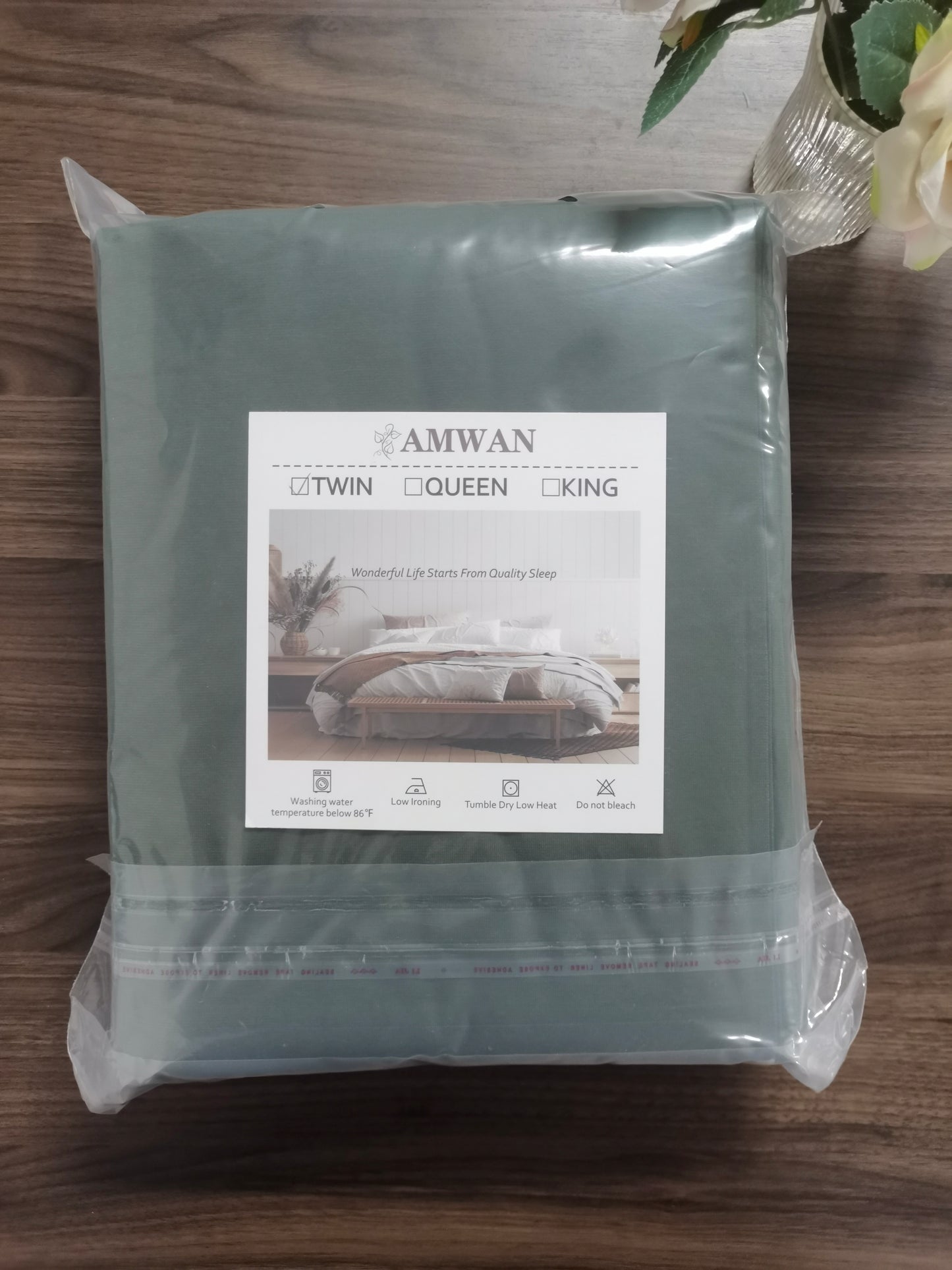AMWAN Solid Green Duvet Cover King Size Modern Soft 100% Jersey Knit Cotton Comforter Cover