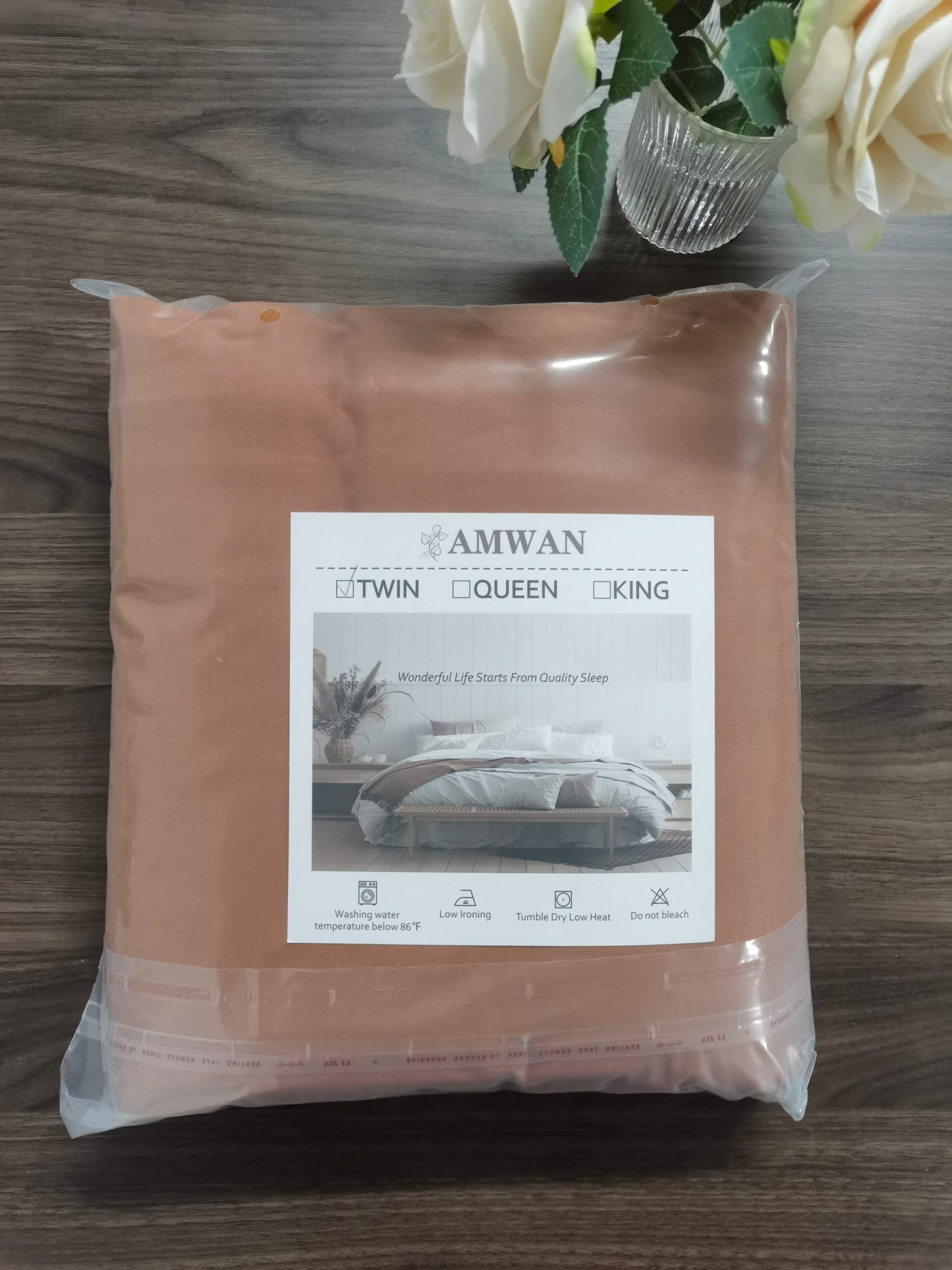 AMWAN Jersey Knit Cotton Duvet Cover Set Solid Pumpkin Color Bedding Set