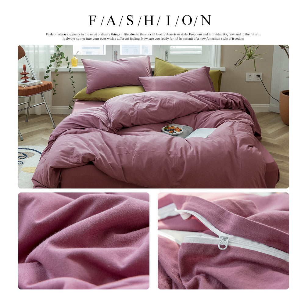 Solid Jersey Knit Cotton Duvet Cover King Purple Pale Mauve Solid Bedding Set