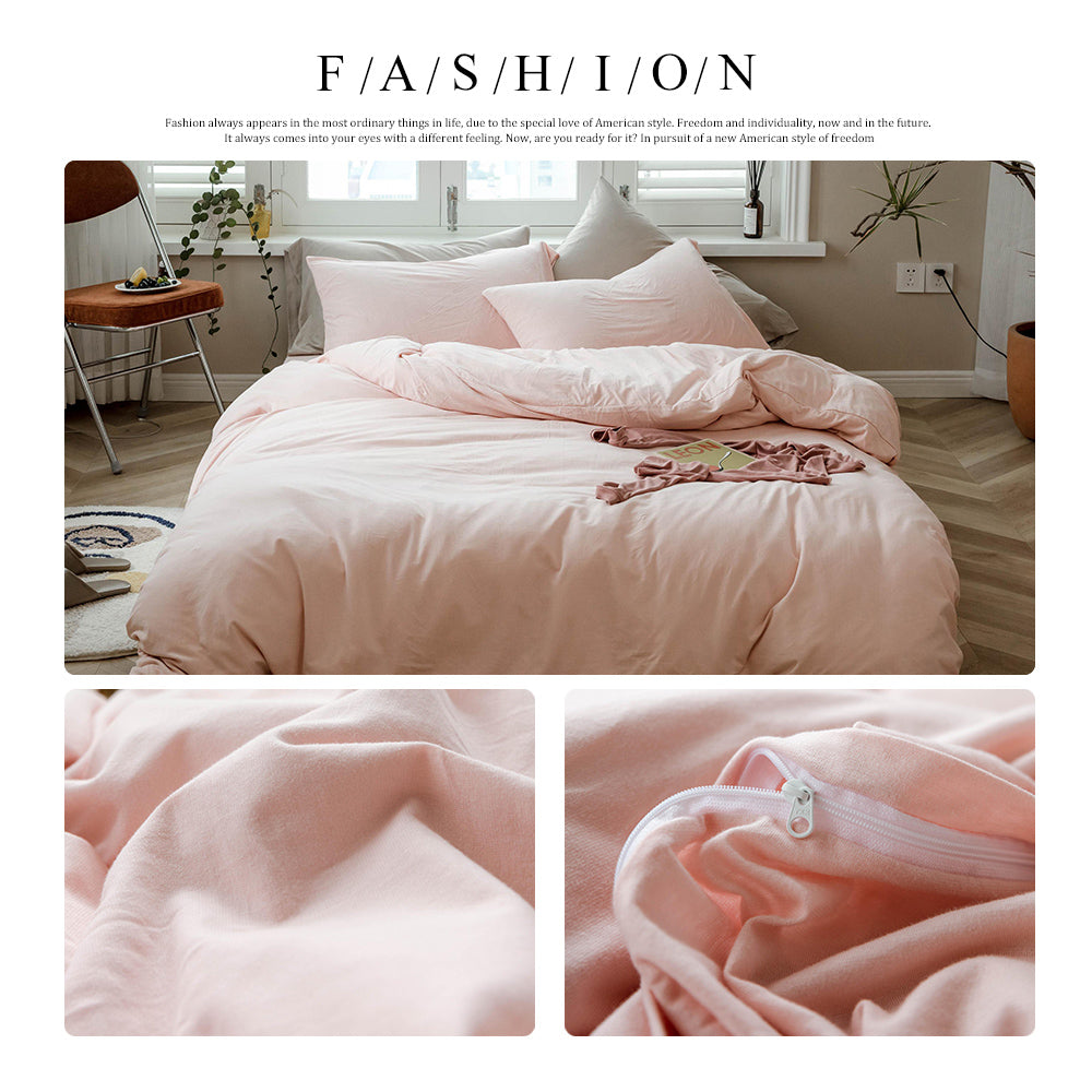 AMWAN Pale Pink Duvet Cover 100% Jersey Knit Cotton Duvet Cover Queen Baby Pink Comforter Cover Luxury Soft T Shirt Cotton Bedding Set Simple Style