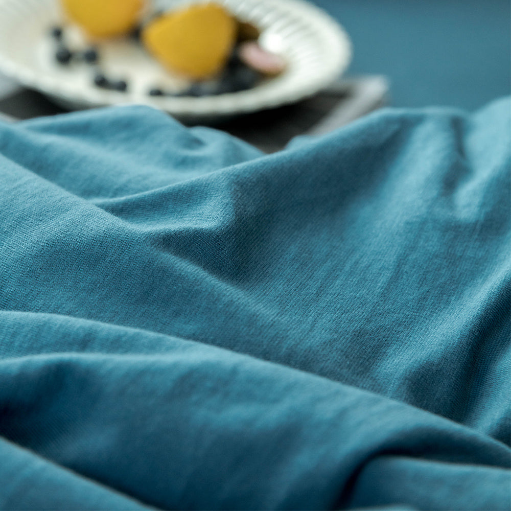 AMWAN Solid Blue Duvet Cover Queen Jersey Knit Cotton Bedding Set Bright Blue Comforter Cover Modern Solid Bedding Set