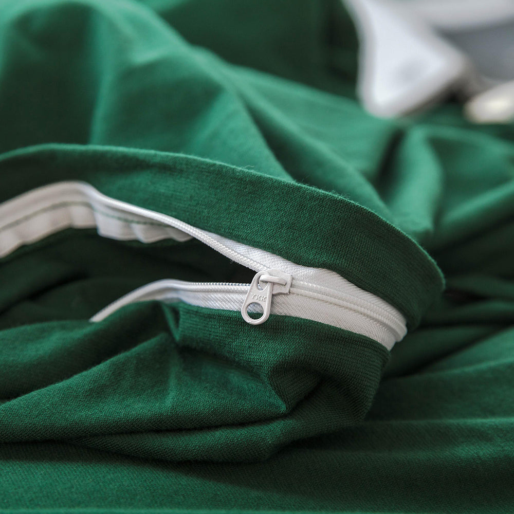 AMWAN Solid Green Duvet Cover King Size Modern Soft 100% Jersey Knit Cotton Comforter Cover