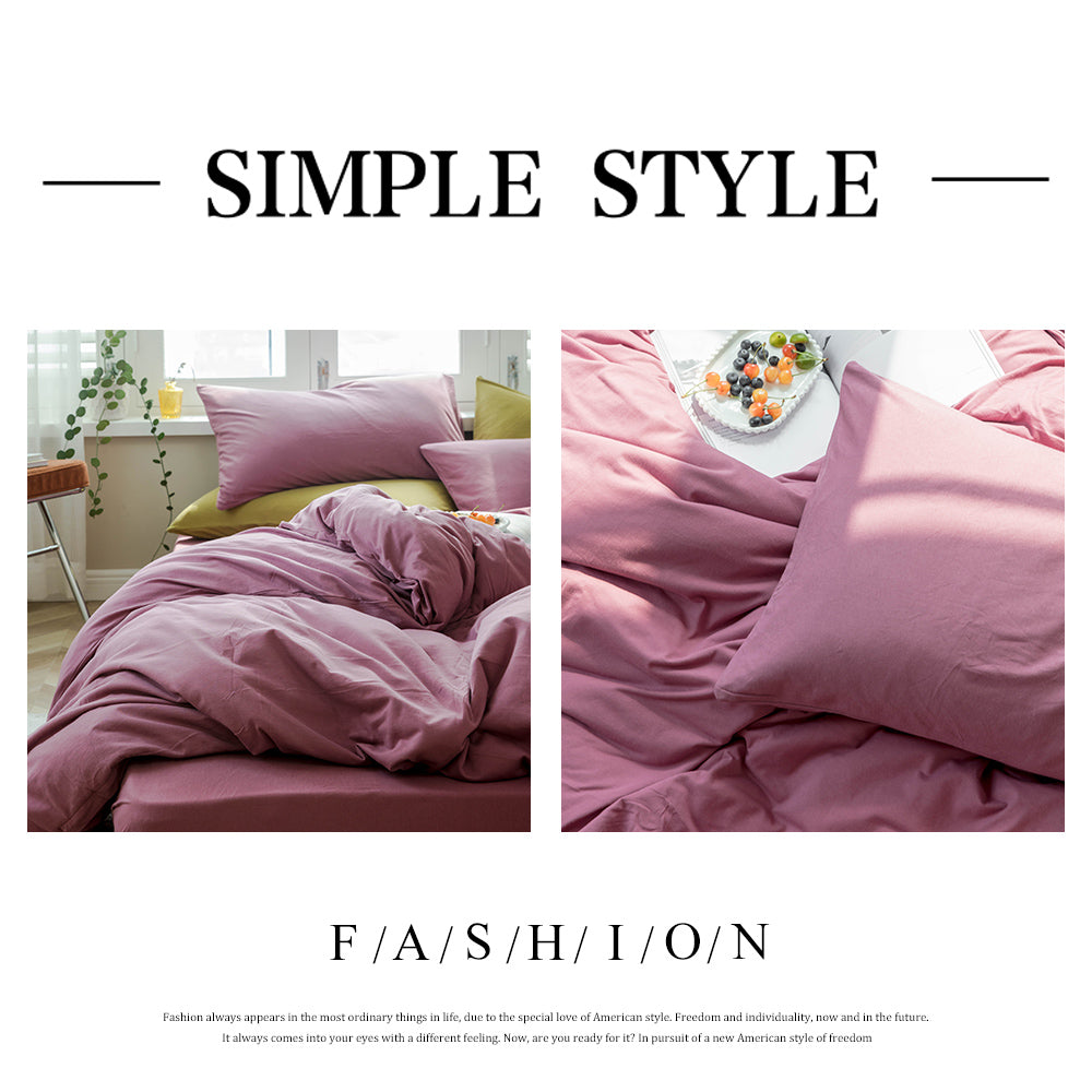 Solid Jersey Knit Cotton Duvet Cover King Purple Pale Mauve Solid Bedding Set