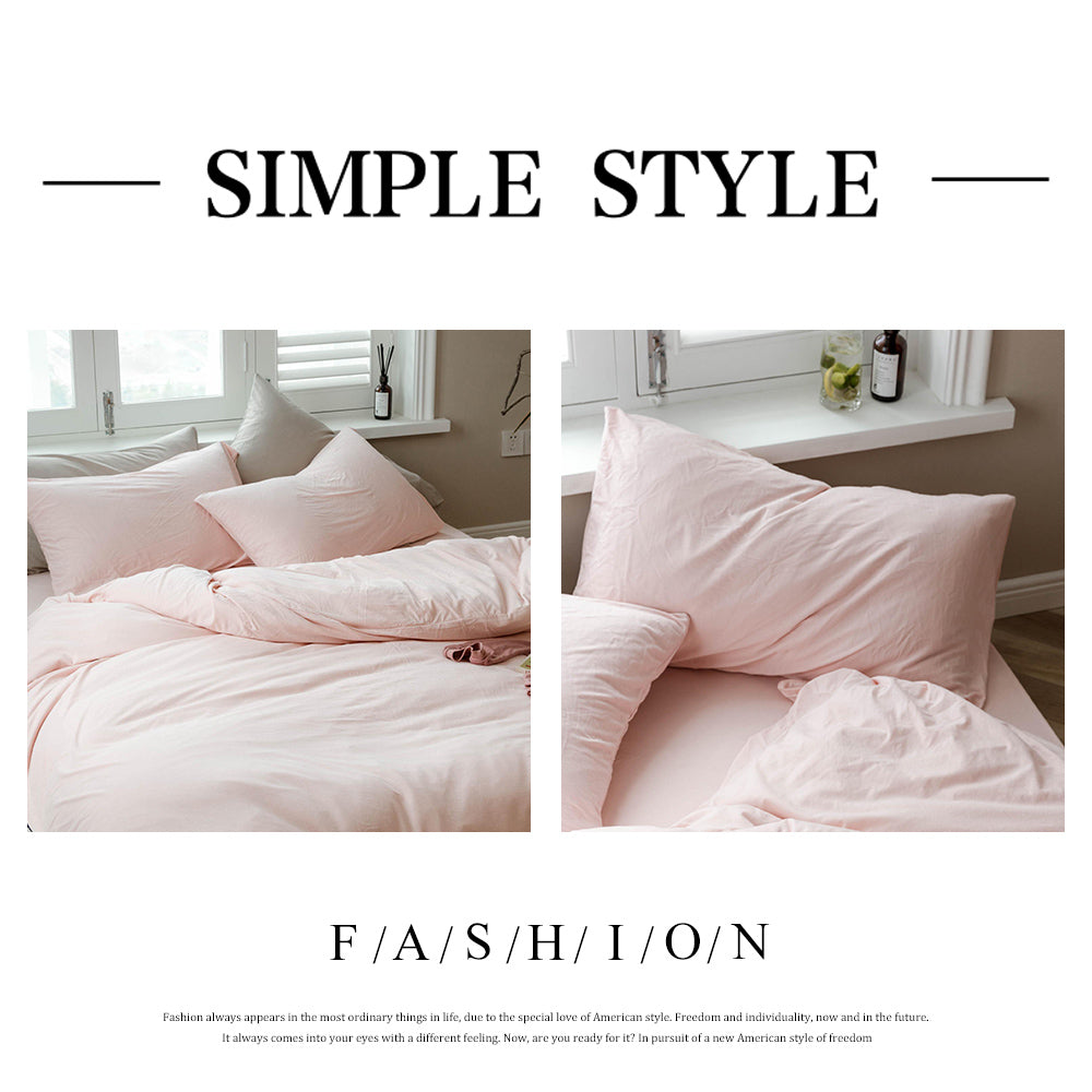 AMWAN Pale Pink Duvet Cover 100% Jersey Knit Cotton Duvet Cover Queen Baby Pink Comforter Cover Luxury Soft T Shirt Cotton Bedding Set Simple Style