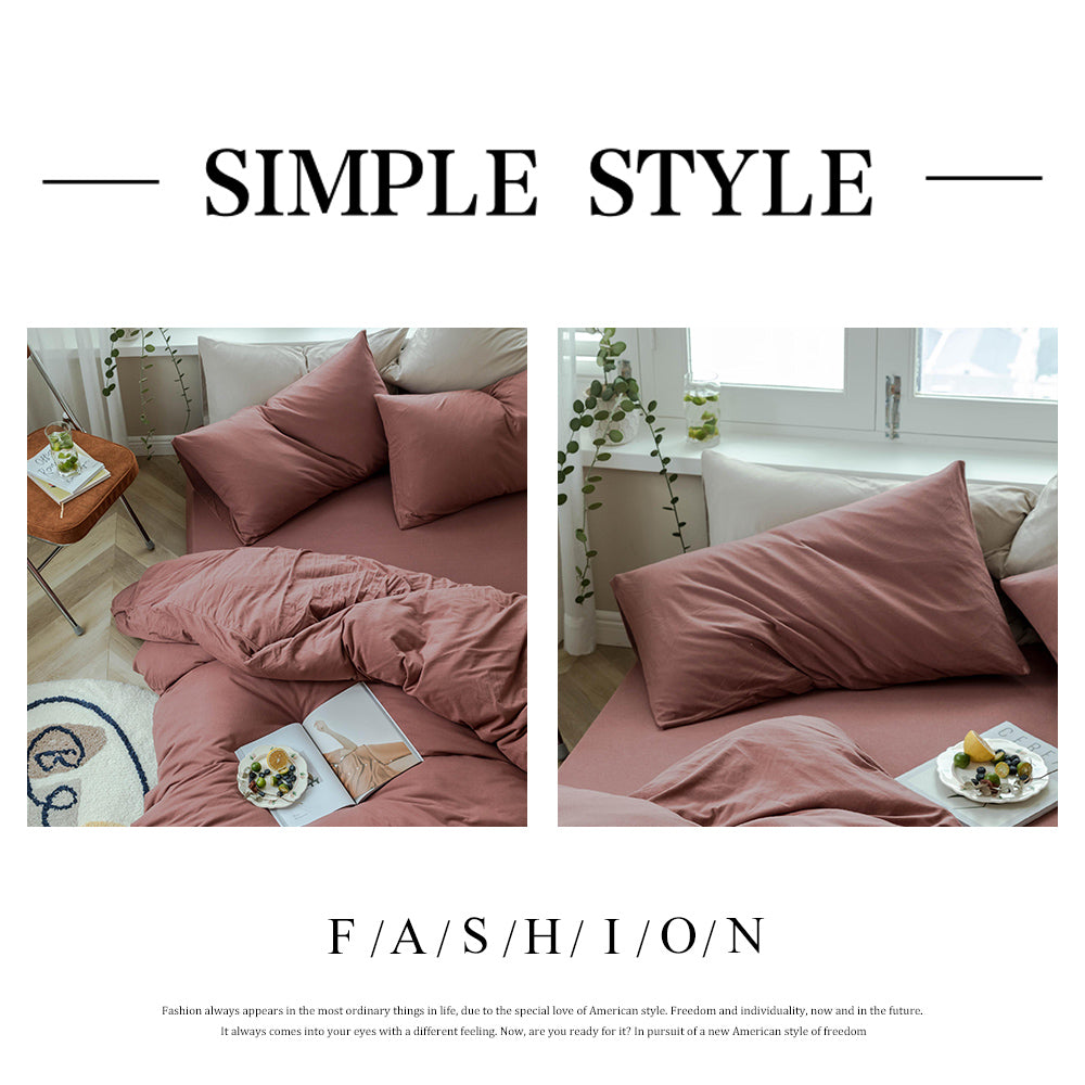 AMWAN Solid Brick Red Duvet Cover Queen Soft 100% Jersey Knit Cotton Bedding Set