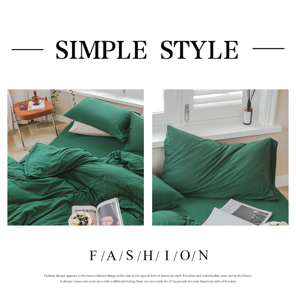 AMWAN Solid Green Duvet Cover King Size Modern Soft 100% Jersey Knit Cotton Comforter Cover
