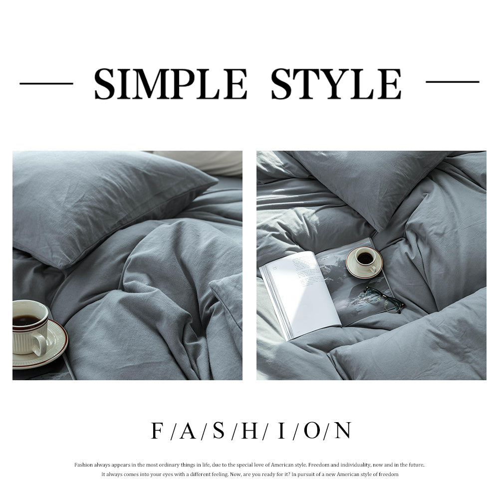 AMWAN Solid Grey Duvet Cover Jersey Knit Cotton Bedding Set Queen Charcoal Grey Solid Comforter Cover