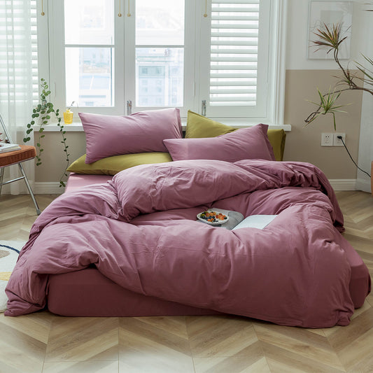 Solid Jersey Knit Cotton Duvet Cover King Purple Pale Mauve Solid Bedding Set