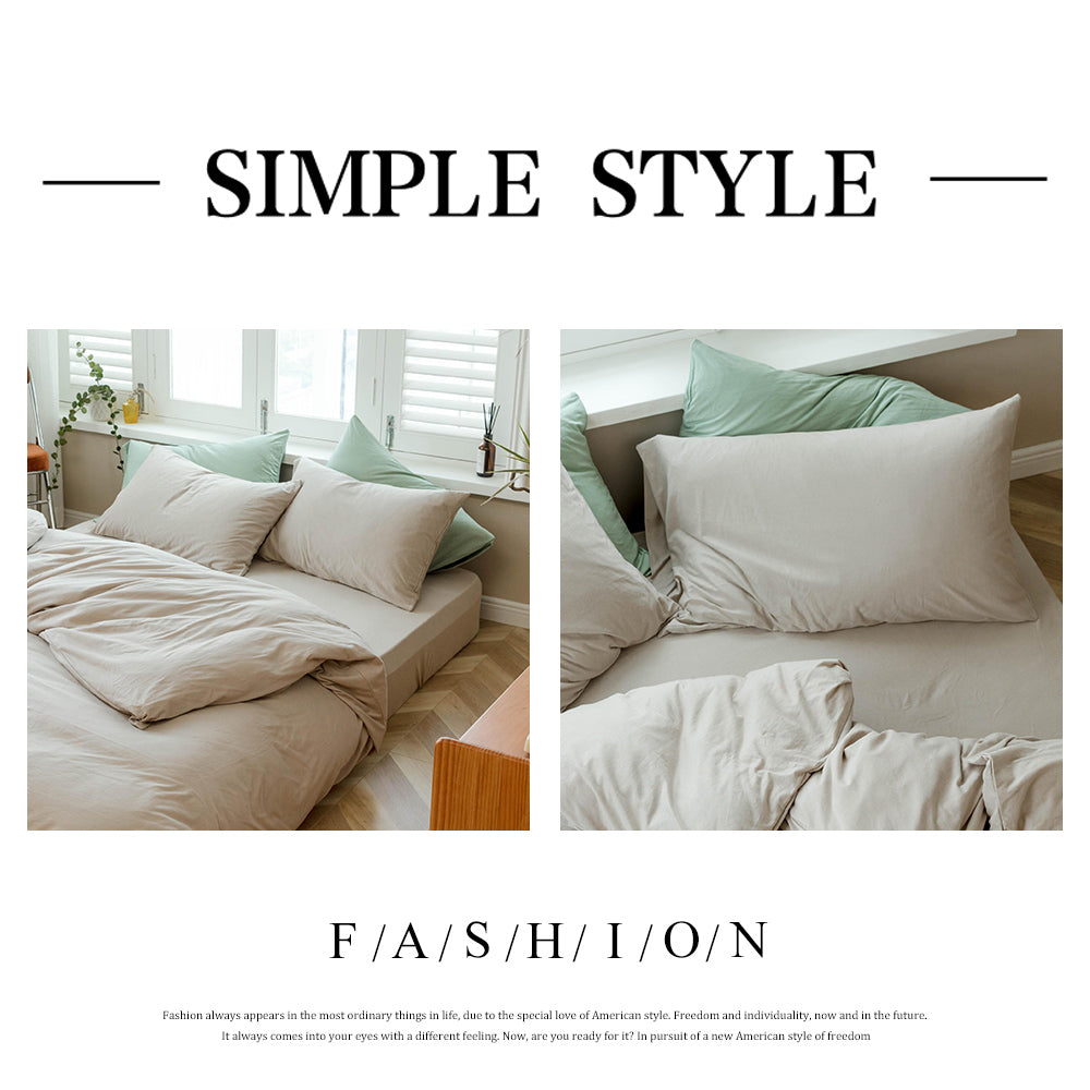 AMWAN Modern Solid Duvet Cover Set Queen Super Soft Knit Cotton Bedding Set Solid Apricot Color Comforter Cover 1 Duvet Cover 2 Pillowcases Hotel Quality